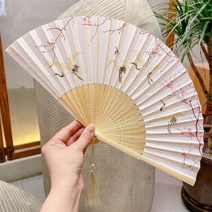 中国风扇子便携古风水墨折扇女式随身古典汉服旗袍折叠新中式竹扇
