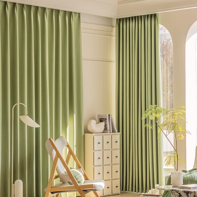 法式面同色棉麻帘成品新款卧室风遮光客厅定制级