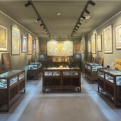 实木珠宝展示柜玉器首饰货柜新翡翠陈列柜榆木玻璃展示柜台