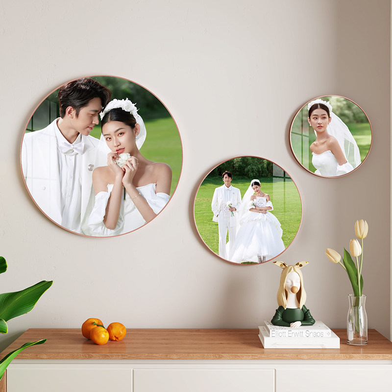 定制圆形相框挂墙洗婚纱照全家福冲印放大打印儿童照结婚照加裱框,家居饰品,相框/画框,淘宝优惠券,粉丝福利购,淘宝优惠卷