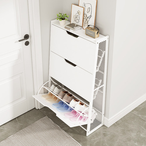 简易翻斗实木鞋柜超薄家用进门口收纳神器多层防尘鞋架经济型鞋架