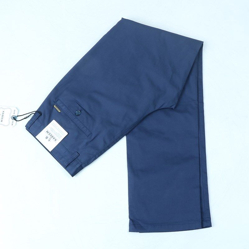 夏季薄款纯棉简约男士休闲裤男商务直筒中年爸爸大码宽松工装长裤