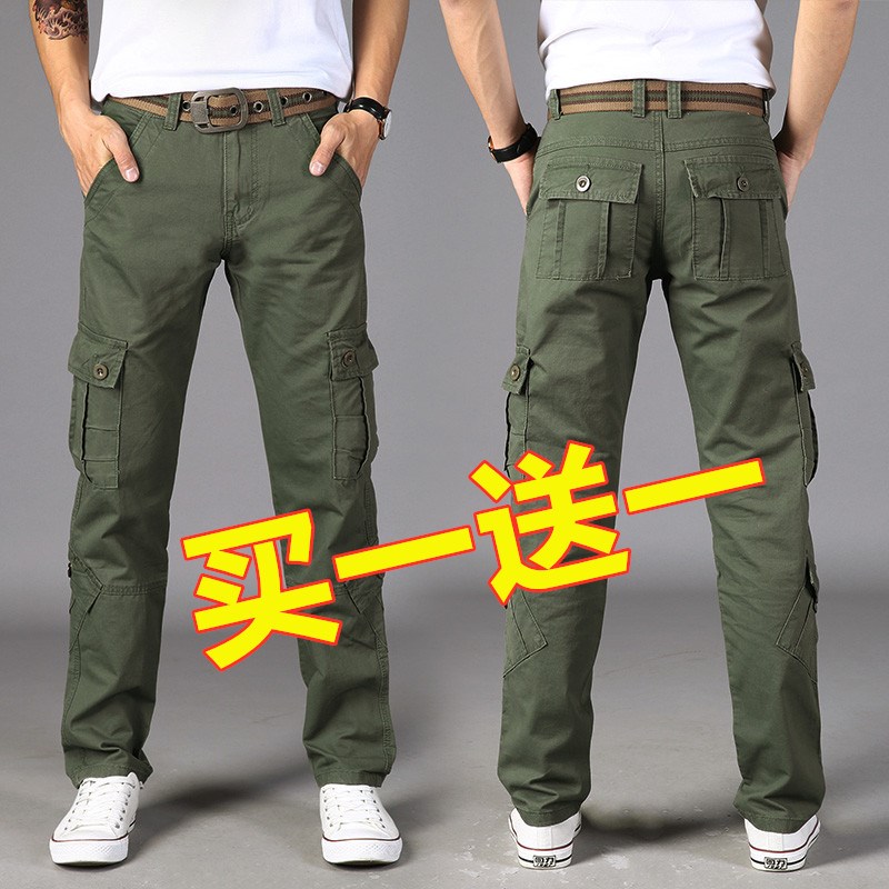 夏季新款多口袋男士工装裤宽松户外休闲长裤耐磨劳保工作直筒裤子