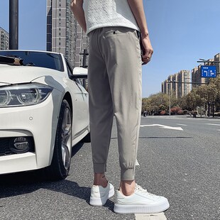 男裤 纯色冰丝九分裤 休闲束脚裤 薄款 修身 小码 27码 夏季 155矮个子26