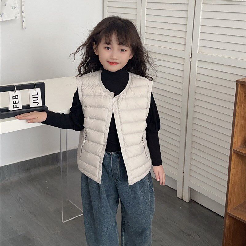 秋冬新款儿童轻薄羽绒内胆马甲男童女童小童中童大童背心校服神器