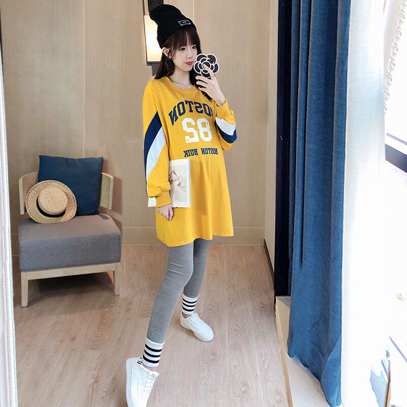 孕妇秋装套装大码卫衣中长款2021新款潮时尚秋冬款外出休闲两件套