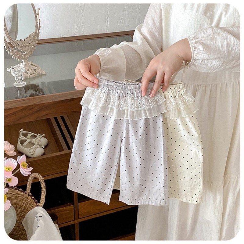 儿童防蚊裤夏装女宝宝可爱网纱屁帘阔腿裤洋气波点女童百搭休闲裤