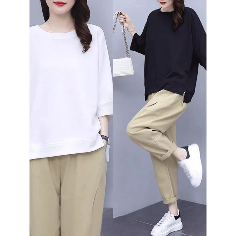 2025春季新款宽松百搭时尚减龄休闲套装洋气春秋女装气质两件套潮