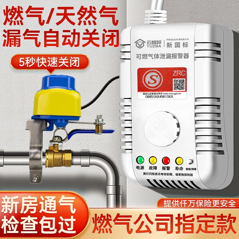 天燃气漏气报警器家用天然气泄漏自动断气电磁阀紧急保护安全阀
