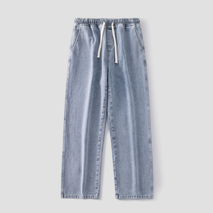 浅蓝色牛仔裤男春夏高街复古潮牌直筒裤男生美式男款裤子阔腿裤