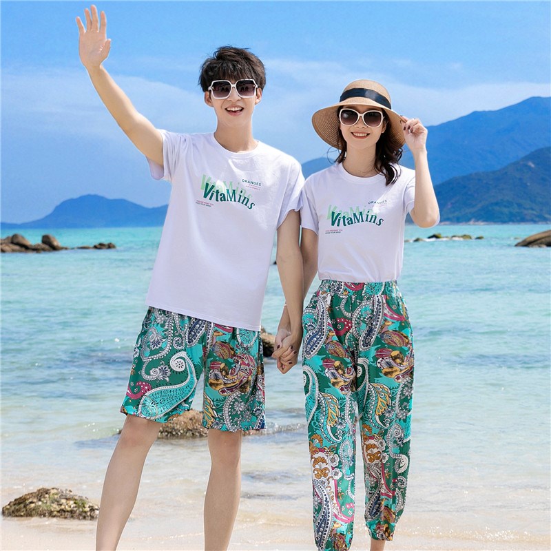 情侣装夏装2024新款沙滩裤男女三亚旅游海边度假速干泳裤短裤套装