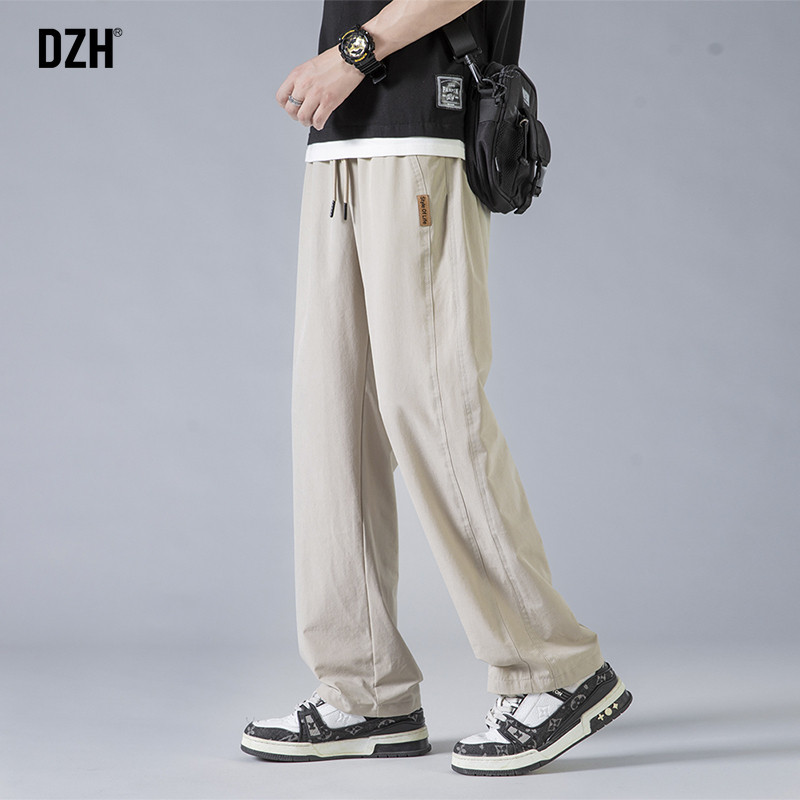 男士卡其色直筒裤子男夏季薄款宽松休闲裤长裤2024新款工装裤男款