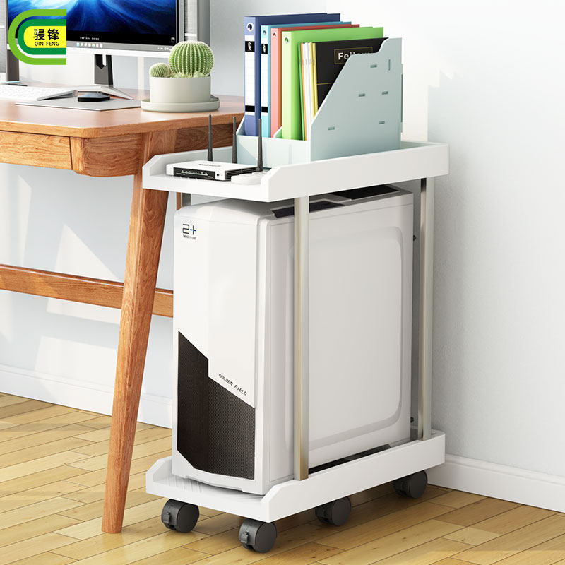 台式电脑主机托架双层移动万向轮底座托盘置地式机箱打印机支架