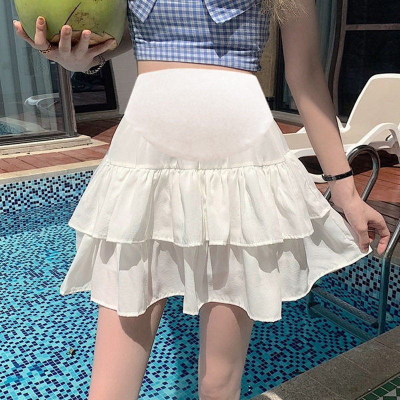 孕妇夏装托腹裙子夏季外穿蛋糕裙夏天怀孕雪纺P半身裙韩版短裙潮