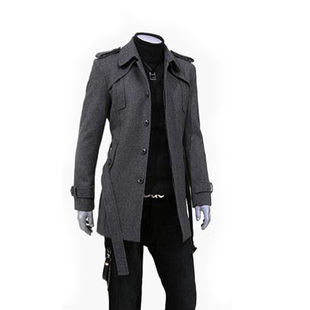 2021男装男款羊毛呢子韩版修身毛呢外套男式加厚大衣男风衣L166-2