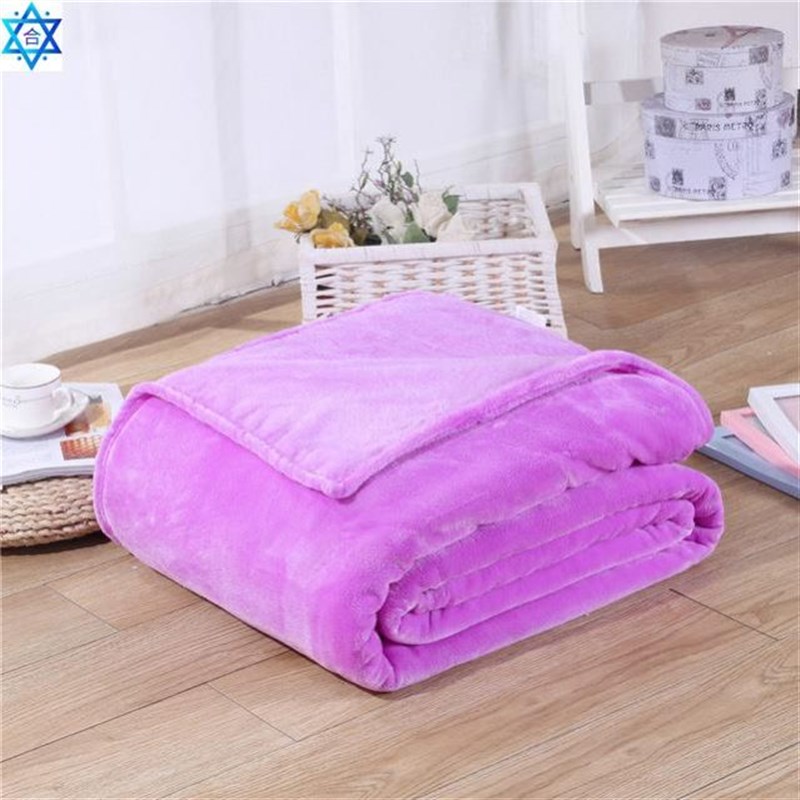 Solid Color jFlannel Coral Fleece Blanket Super Soft Plaid