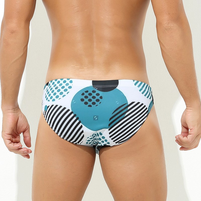 Men's Swimming Trunks sLow Waist Sexy Fashion Printed Triang
