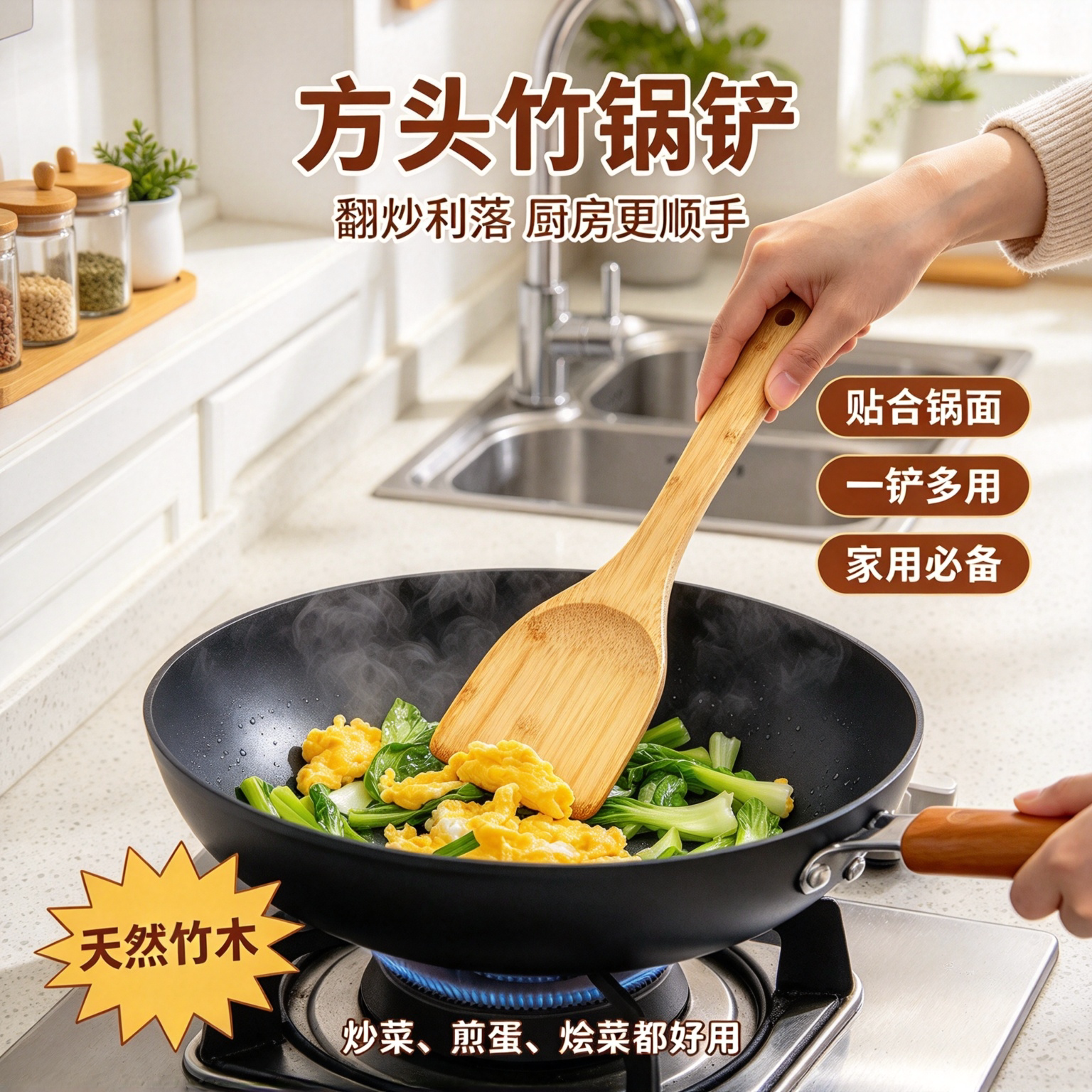 天然毛竹锅铲家用厨房不粘锅专用