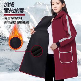 防水围裙男女成人加绒加厚羽绒服罩衣反光条外穿耐脏不沾毛工作服