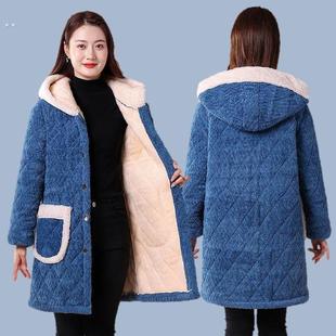 女士加绒加厚罩衣保暖家居服秋冬外穿工作服四川湖北御寒省服棉衣