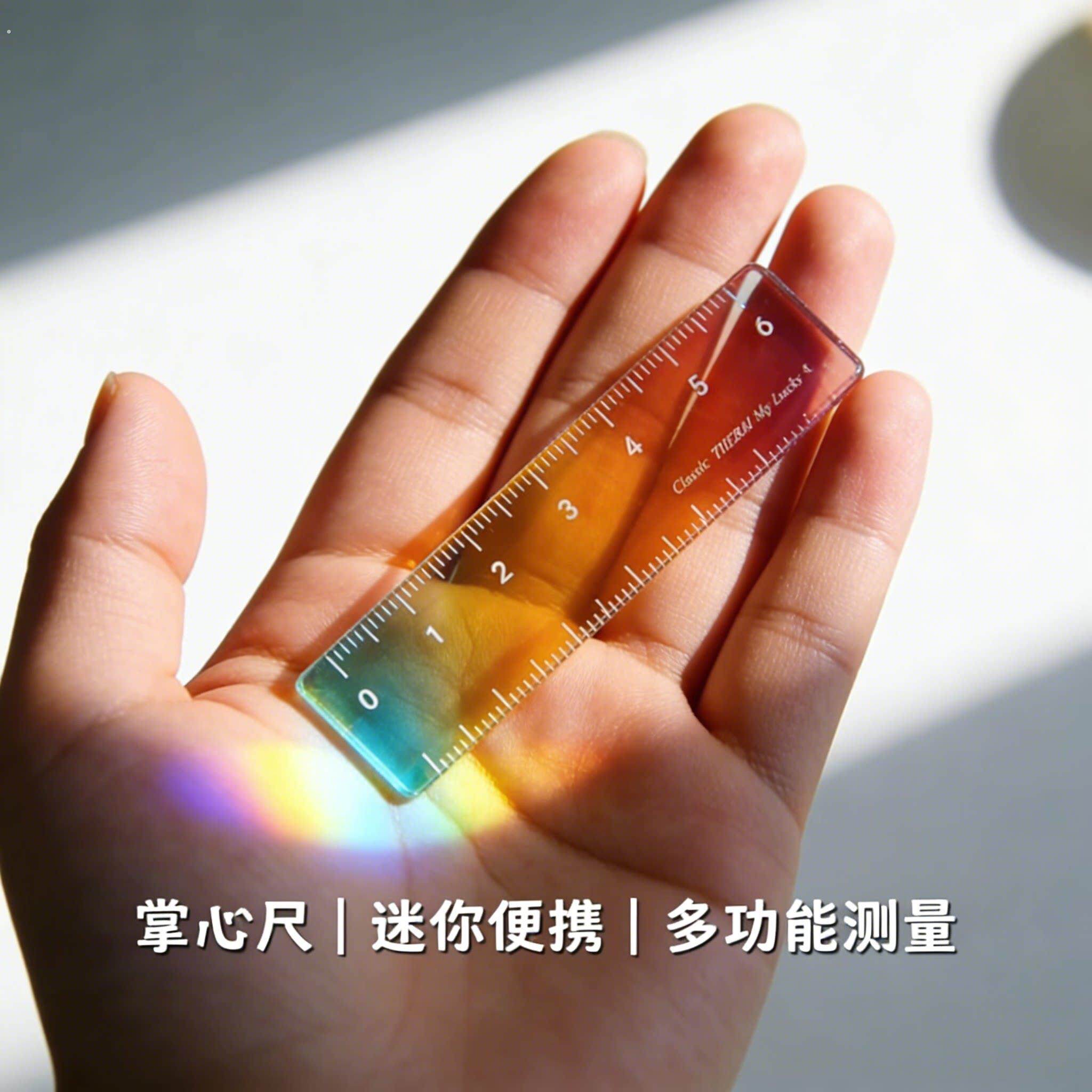 迷你掌心尺称心如意尺子可爱高颜值手帐口袋便携渐变色刻度尺子
