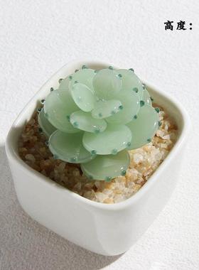 淄博博山琉璃小摆件豆芽仿真多肉仙人掌植物盆栽办公室玻璃品