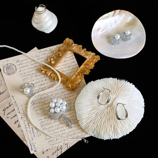 复古风背景布首饰拍照道具贝壳托盘装饰摆件珠宝饰品拍摄场景搭建