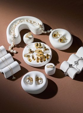 高级感石膏首饰展示盘多位戒指托摆件收纳盘珠宝项链陈列拍照道具