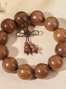 金丝檀木手串天然老料雕刻文玩佛珠招财进宝民族男女情侣手链念珠