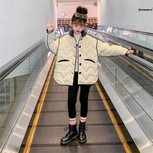 女童外套夹棉加厚秋冬装2023新款儿童洋气时髦大童装女孩炸街厂家