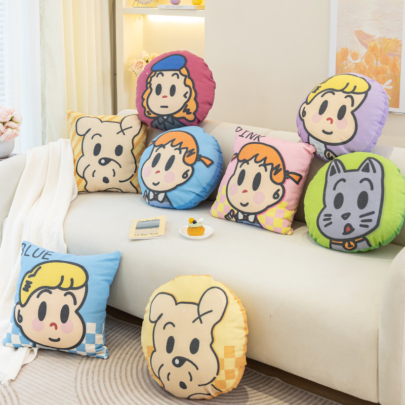 卡通可爱沙发g抱枕客厅装饰高颜值棉麻不含芯枕套靠枕床上腰靠背