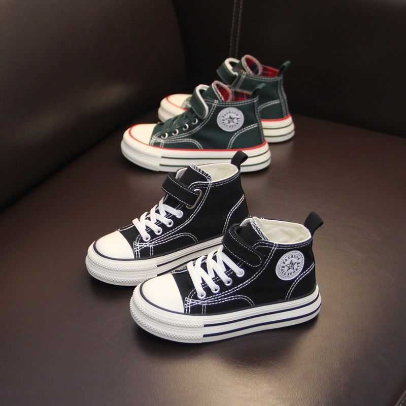 儿童鞋子男童帆布鞋高帮2024新款秋季女童板鞋圆头春秋休闲布鞋潮