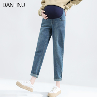 直筒长裤 孕妇牛仔裤 宽松九分小个子八分春夏季 外穿老爹大码 春秋款