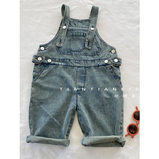 【我是小童】高腰牛仔工装背带裤男童2024春款女宝韩版长裤直筒裤