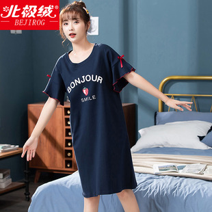 特大码睡裙女夏季纯棉短袖大码胖zmm200斤睡衣韩版宽松薄款家居服