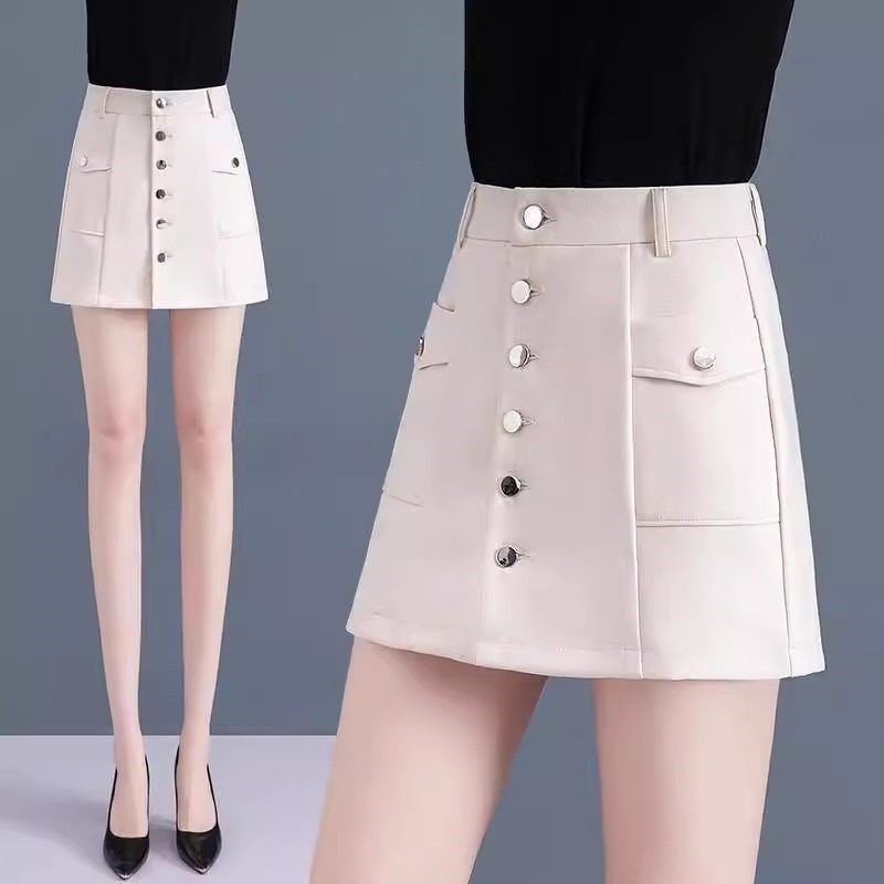 西装短裤女秋季薄款2025新款高腰假两件a字裙裤休闲宽松阔腿短裤