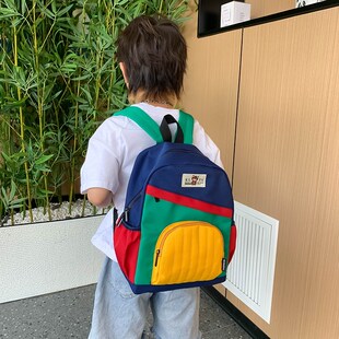 幼儿园小学生儿童书包时尚撞色男童宝宝大容量双肩包女孩研学背包