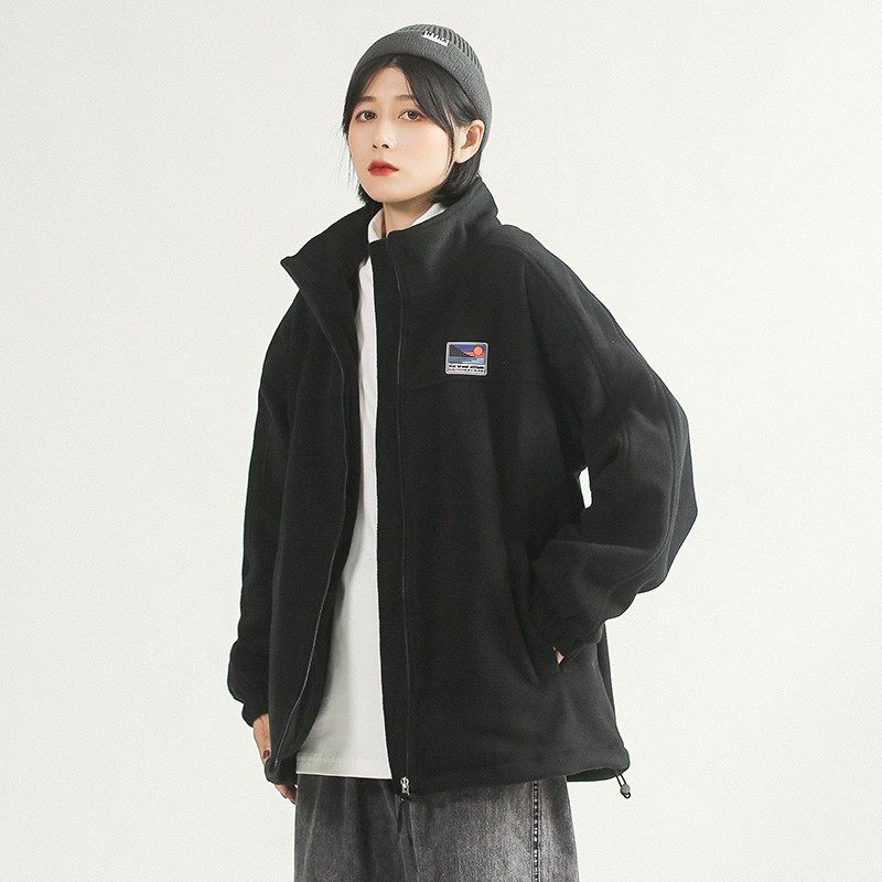 摇粒绒立领开衫美式潮流宽松卫衣男女情侣装秋加厚百搭休闲短外套,女装/女士精品,短外套,淘宝优惠券,粉丝福利购,淘宝优惠卷