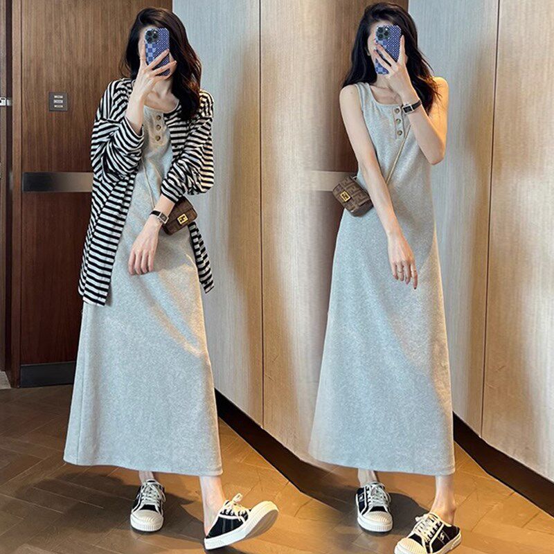 孕妇装连衣裙春季2024新款套装春秋装时尚洋气时髦两件套大码裙子