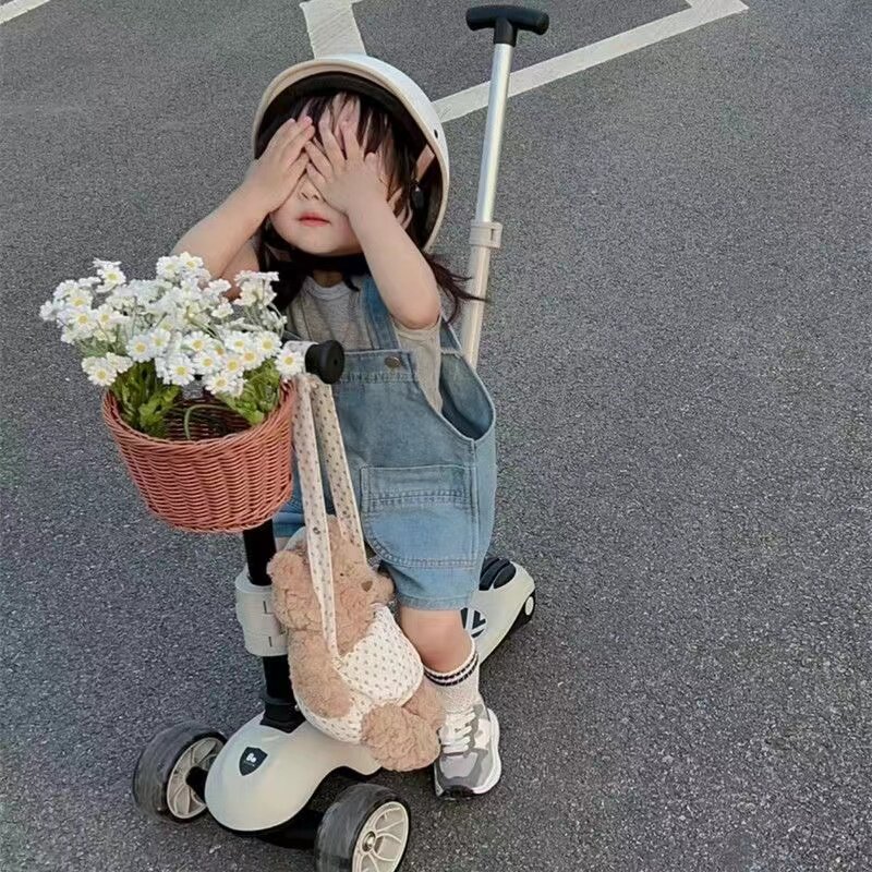 儿童三轮车车筐复古编织小孩车y筐童车车篮子前车筐前车篓配件挂