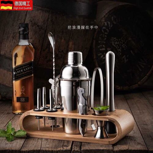 德国不锈钢调酒器套装手打柠檬工具奶F茶店神器鸡尾酒手摇雪克杯