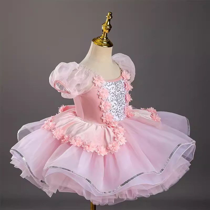 新款儿童舞蹈蓬蓬裙演出服幼儿园女孩小可爱表演服装亮片纱裙公主