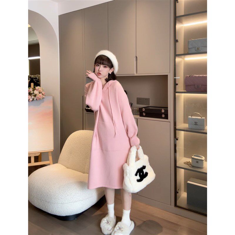 【桃桃果酱】娜娜的孕期穿搭孕妇秋冬装新款宽松卫衣裙毛衣洋装