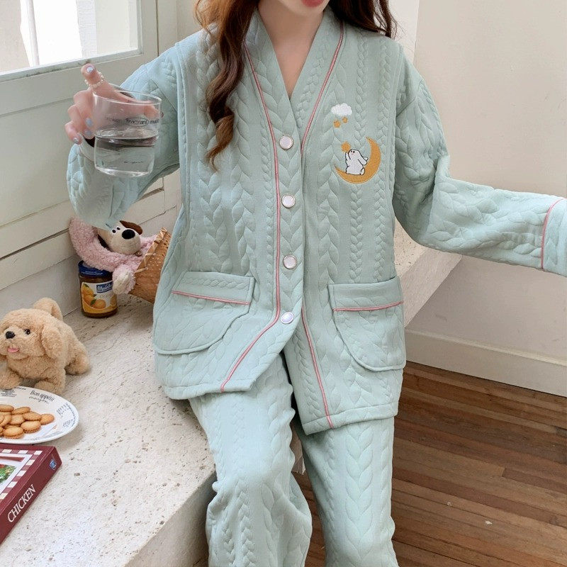 孕妇睡衣秋冬款孕期专用空气棉月子服春秋季纯棉产後加厚哺乳产妇