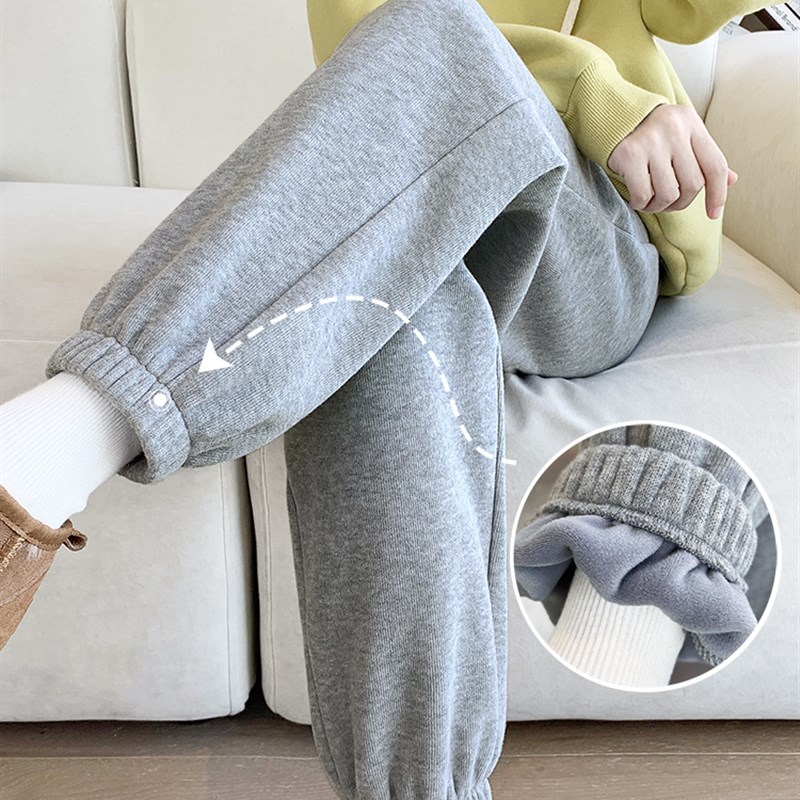 孕妇灰色运动裤秋冬季春秋款新款宽松束脚裤薄款显瘦休闲卫裤潮妈