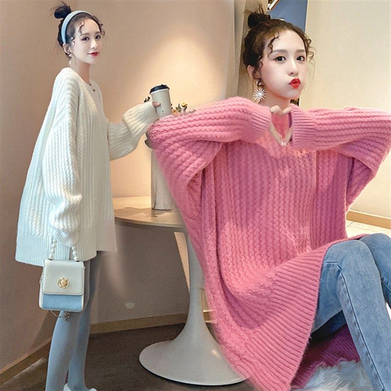 孕妇装秋装套装加肥大码200斤针织上衣时尚网红秋冬装毛衣连衣裙