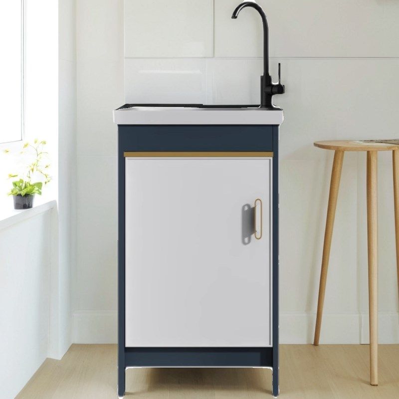 小户型洗衣池台盆一体柜组合小尺寸极窄阳台洗手盆带搓板陶瓷水槽