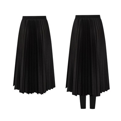 秋冬季带裙子的裤子加绒加厚百褶半身裙裙裤一体假两件打底裤外穿