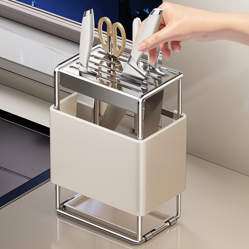 304不锈钢厨房刀架置物架台面多功能家用筷子筒菜刀具沥水收纳架