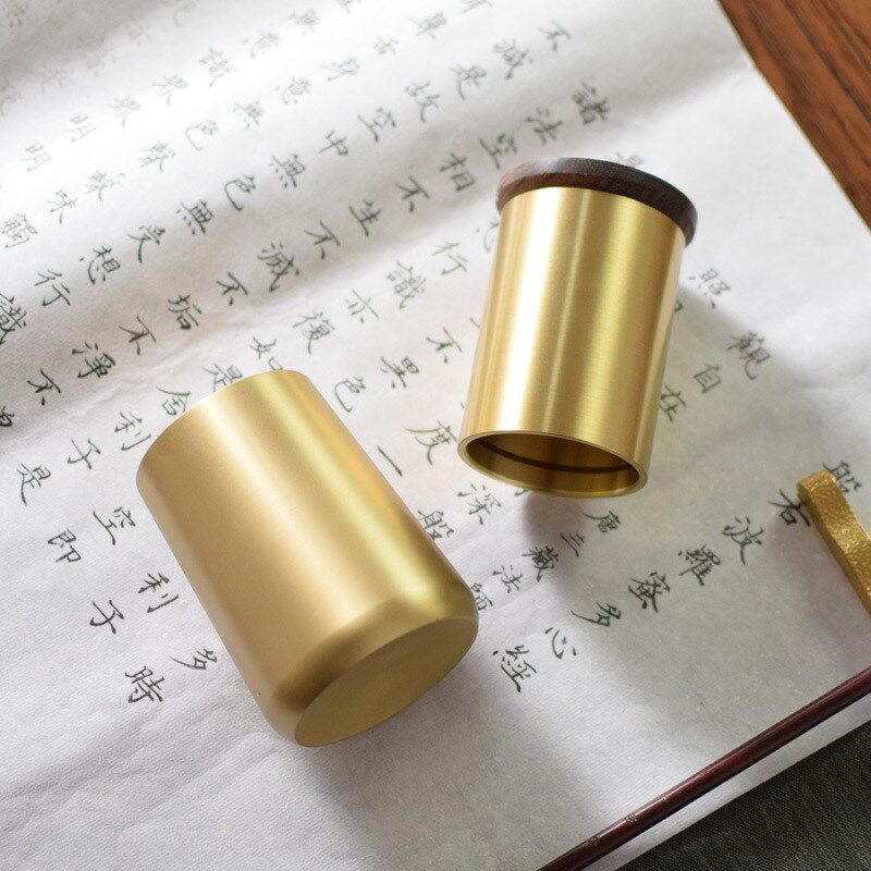 黄铜创意笔筒家居书房摆件铜工艺品办公桌面工艺摆件茶道配件礼品